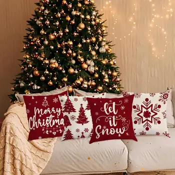 ספה חג המולד כרית כיסוי רחיץ פשתן חג המולד הציפית עיצוב נוח הביתה הציפה קישוטי חג מולד מתנות