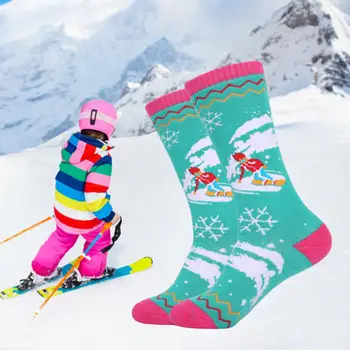 סקי, גרביים די קל משקל גבוה אלסטי בנים בנות עבה חם סנובורד גרביים חיצונית תרמית, גרביים גרבי כותנה