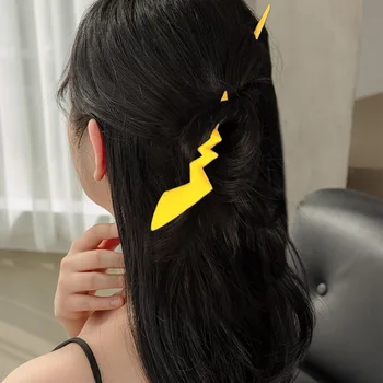 פיקאצ ' ו שיער מקלות Kawaii קריקטורה יצירתי פשוט צלחת שיער סיכת הראש ברק סיכות אביזרים Y2K ילדה מתוקה קישוטים