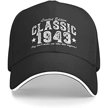 קלאסי 1943 ה-80 בייסבול גברים כובעי בת 80 Vintage רכב 1943, כובעי בייסבול מתנה עבור נשים כובע Snapback כובע יוניסקס