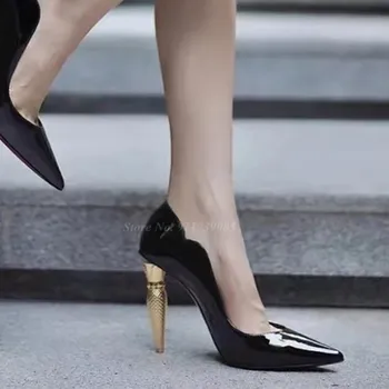 שפתון עקב רדוד משאבות יוקרה אופנה עקבים גבוהים נשים נעלי שחור עירום צבע נעל אלגנטית אירועים שמלה משאבות Size42